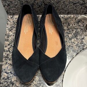 TOMS Black Suede Flats, women’s size 8